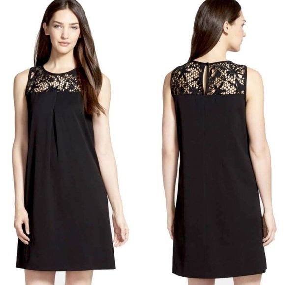 Classiques Entier Lace Yoke A-Line Dress size 6 Sleeveless A-Line Mini Black - Picture 2 of 6